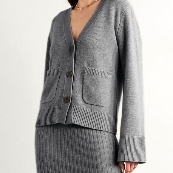 Lisa Yang Danni Cardigan Sweater 100% Cashmere Heathered Grey Size 1 Small Med - Picture 6 of 16